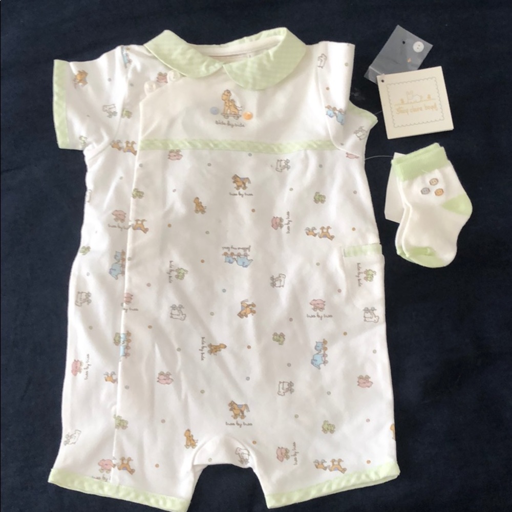 Gender neutral Kimono onesie with collar